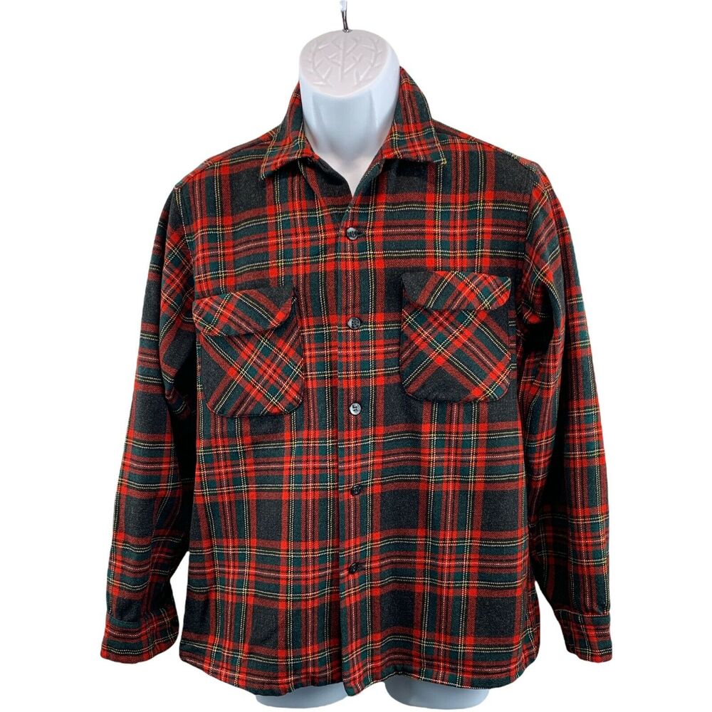 Vintage Pendleton Wool Medium Long Sleeve Men’s Flannel Shirt Thick Outdoor